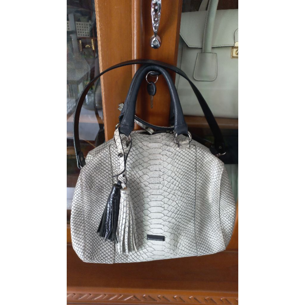 Tas snake skin white