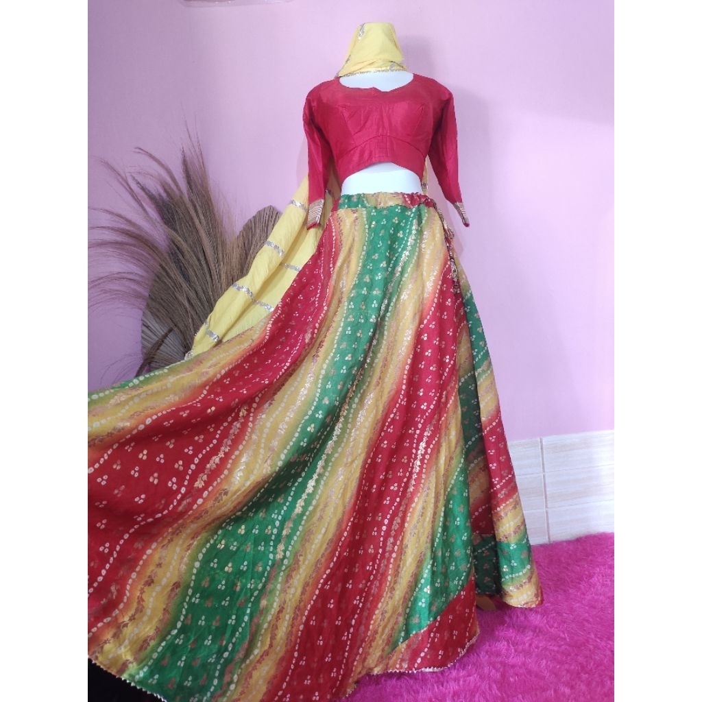 BAJU INDIA/ LEHENGA ETNIK SET SERASI/ ROK LEBAR KATUN