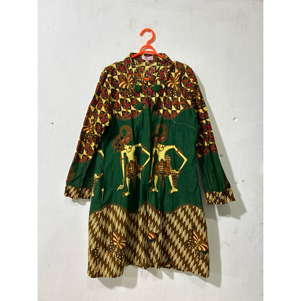 Preloved Atasan Blouse Kemeja Batik Kerja Wanita Lengan Panjang Seragam Kantor