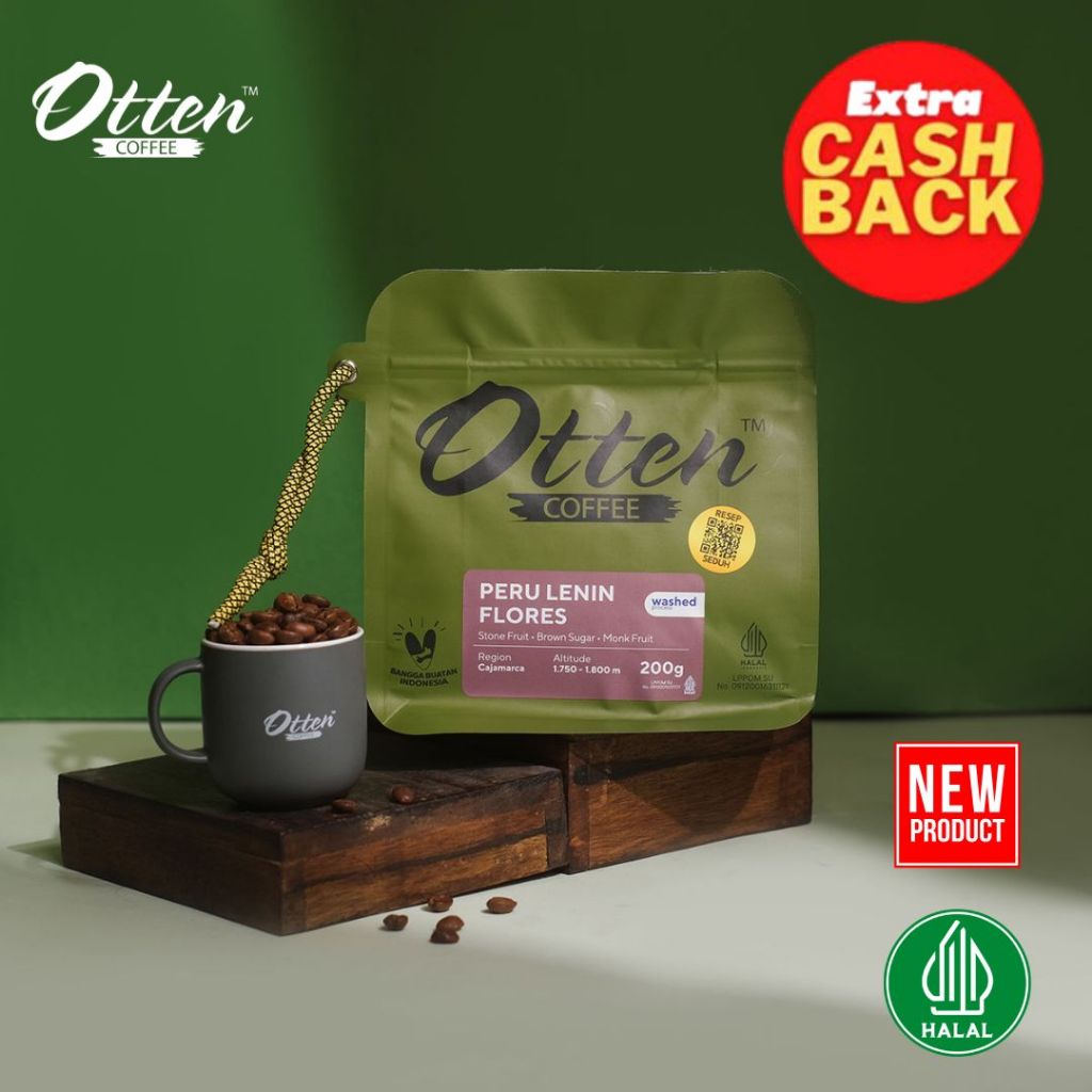 

Kopi Arabica Peru Lenin Flores 200g - Biji / Bubuk Kopi Single Origin Otten Coffee Roasted Beans