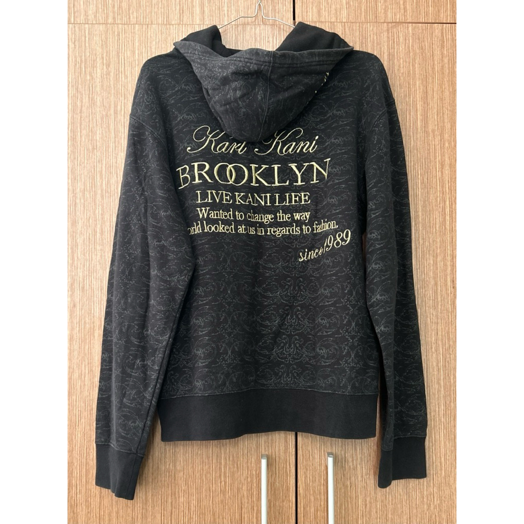 658 karl kani designer hoodie hitam full print full bordir gold