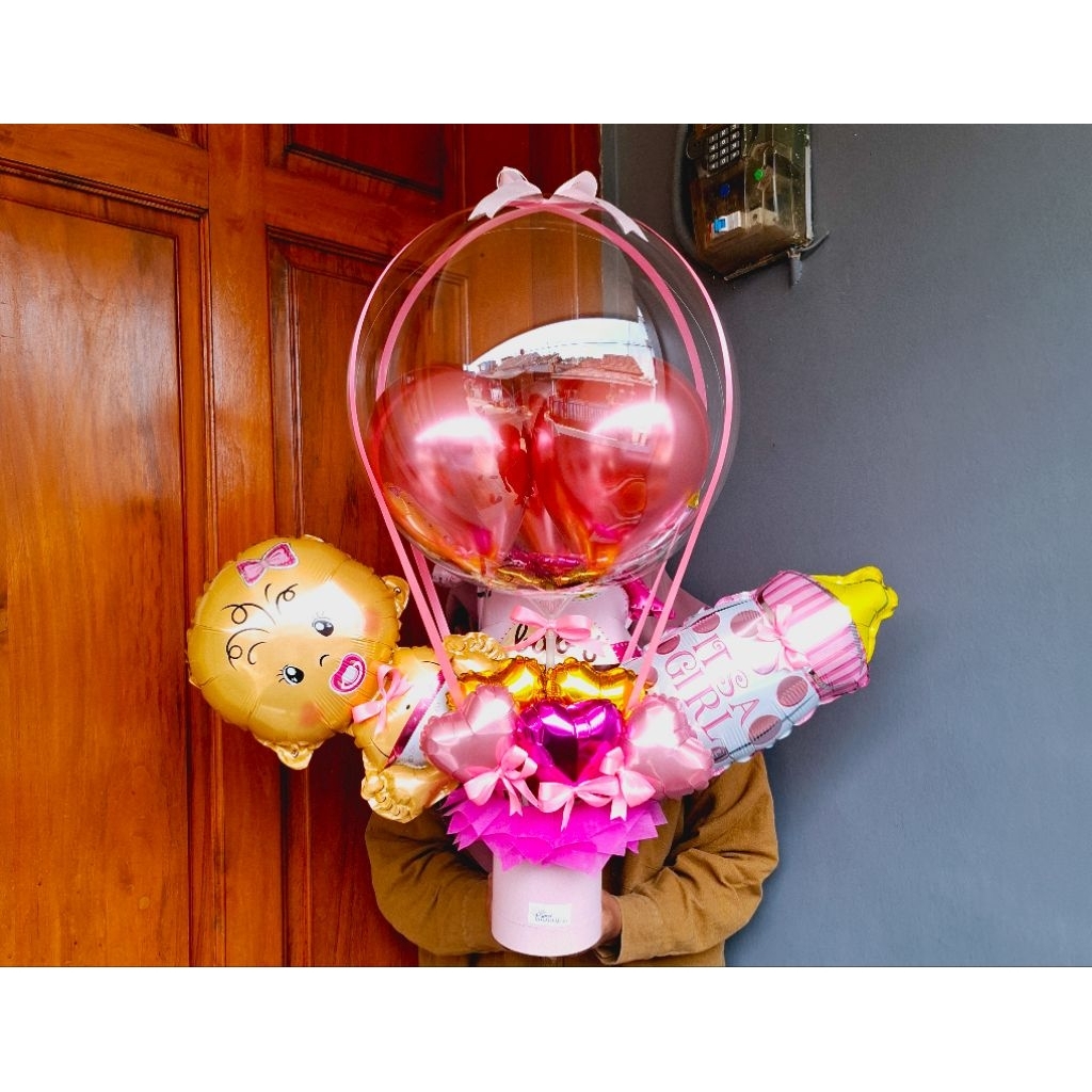 Buket Balon Foil Kado Baby New Born Baby Girl Baby Boy Buket Balon Foil Hadiah Kelahiran Bayi Peremp