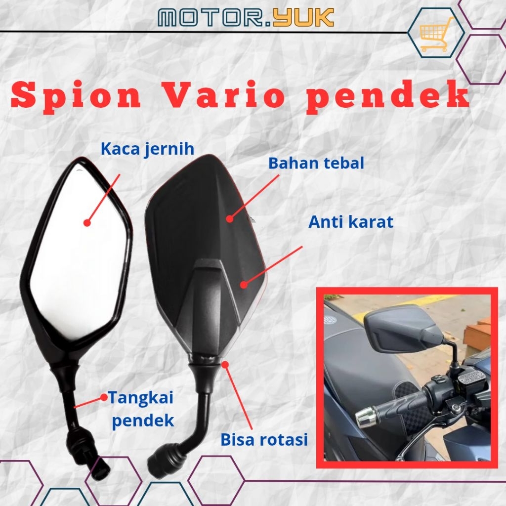 Spion Vario 150 160 tangkai pendek spion tangkat pendek model vario honda yamaha