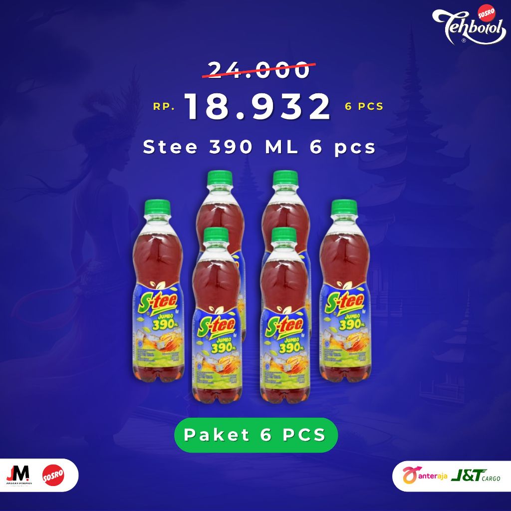 

S-tee Teh Melati Botol Jumbo 390 ml Jasmine Tea Bottle / Teh Botol