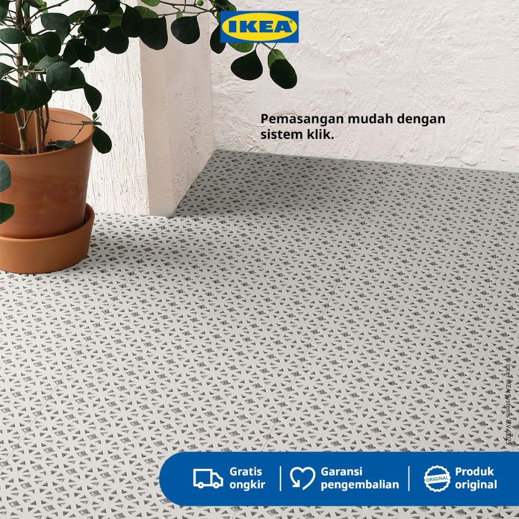 IKEA ALTAPPEN Decking Tile Bongkar Pasang Abu-Abu 0.81 m² Isi 9Pcs