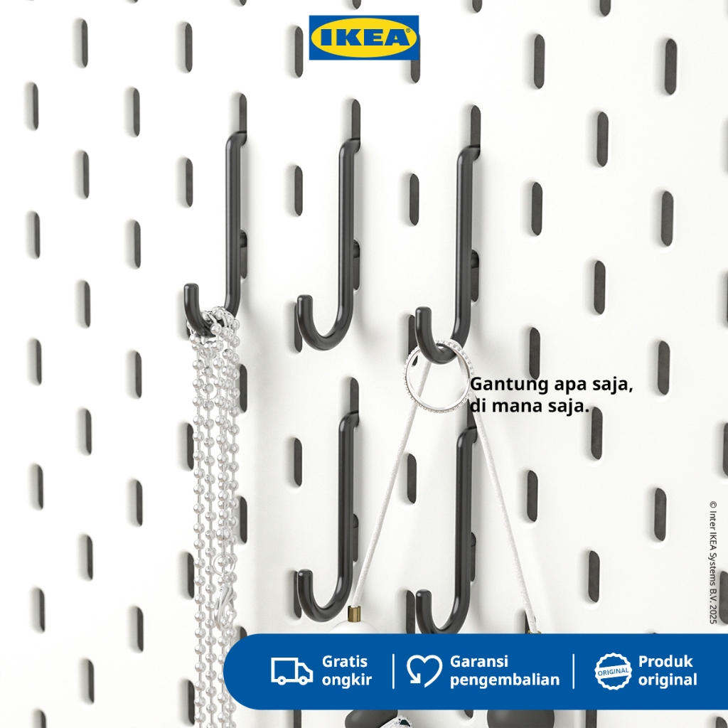 IKEA SKADIS Pengait Pegboard Bentuk J Isi 5pcs