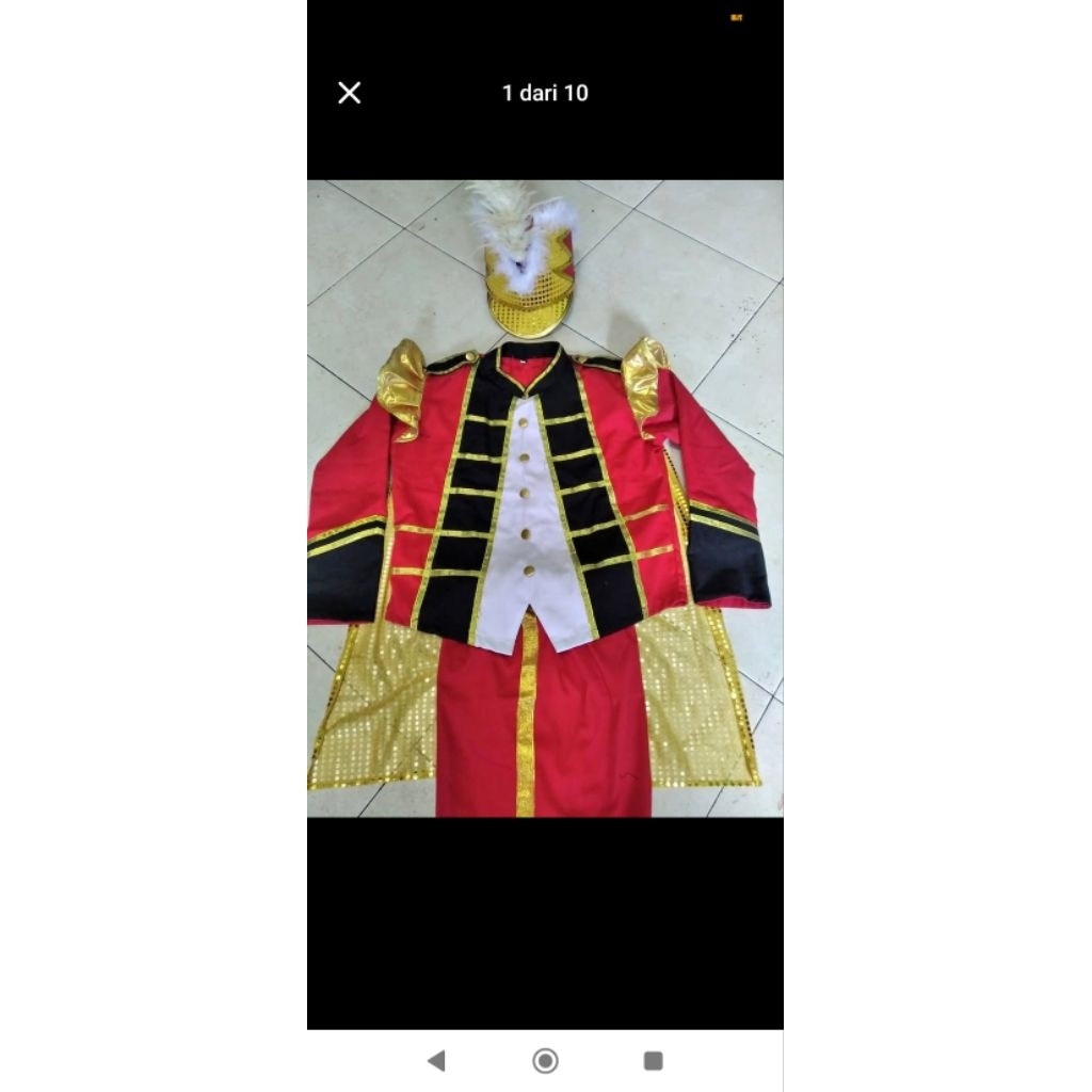 kostum drumband set topi
