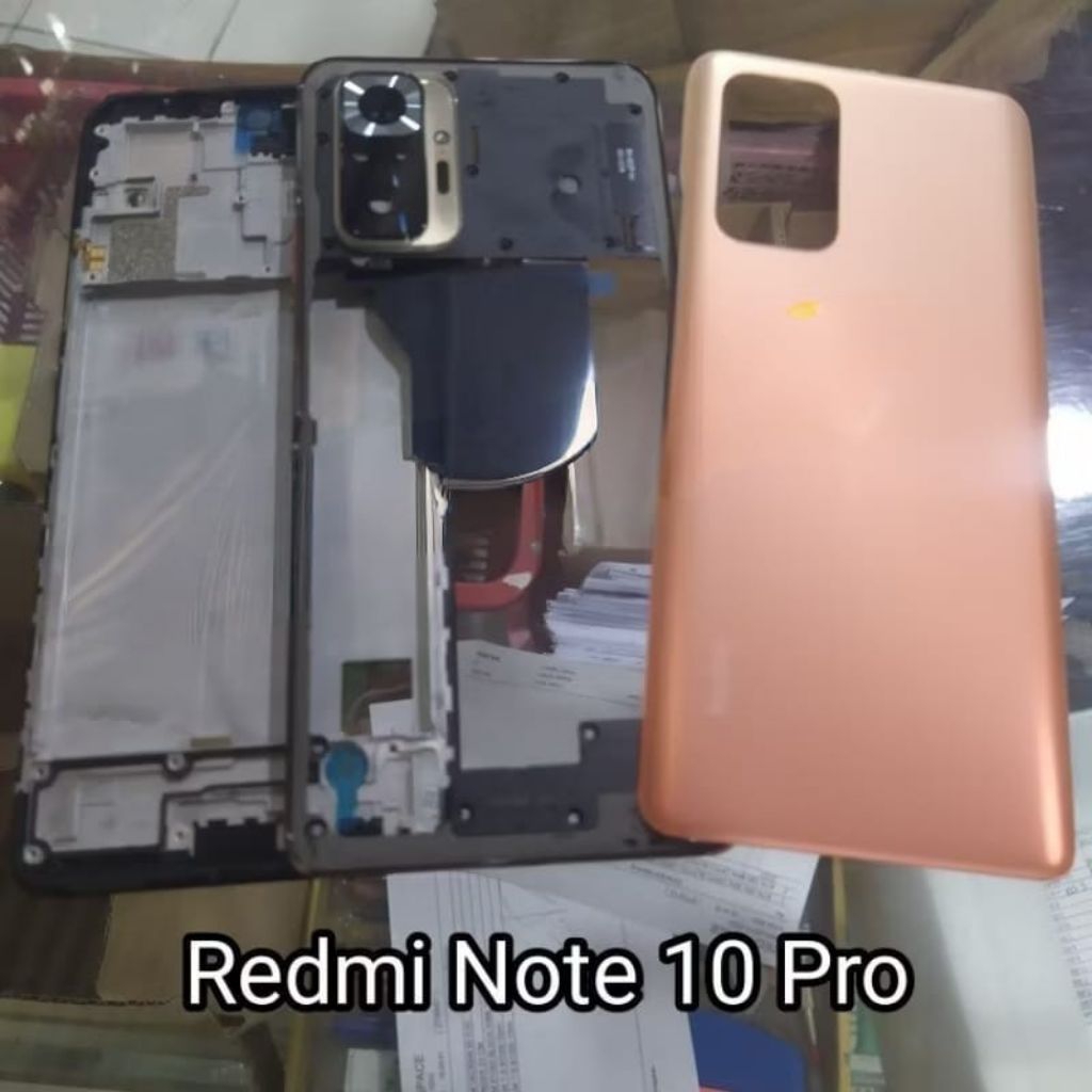 FRAME TATAKAN LCD + BEZEL + BACKDOOR XIAOMI REDMI NOTE 10 PRO NOT 10 PRO ORIGINAL FULSET CASING KESI