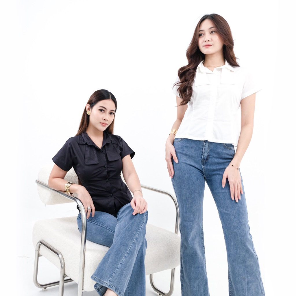 ELORA [Niuto Shirt] | Kemeja Wanita | Lengan Pendek | Kemeja Wispie | Atasan Wanita | Pakaian Wanita