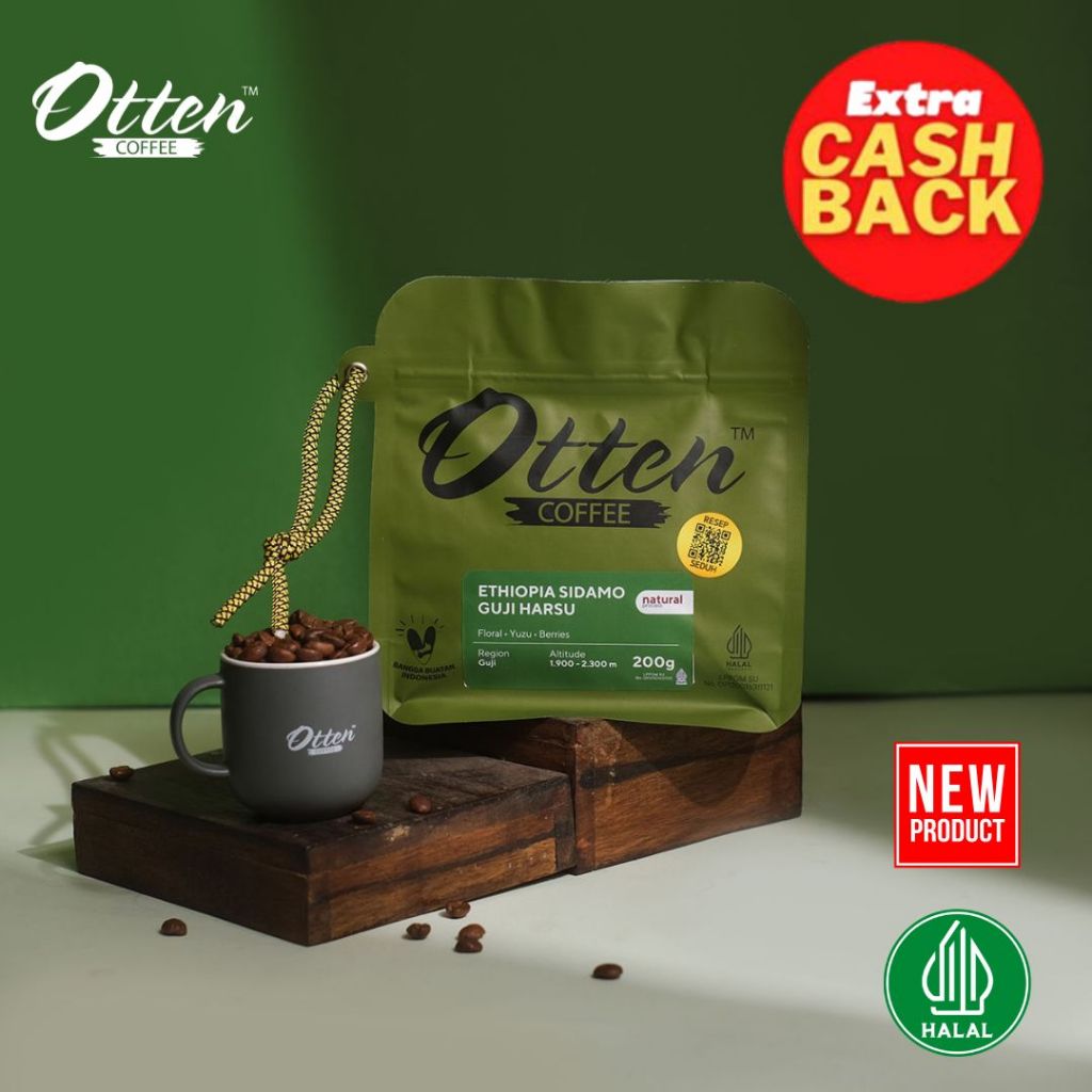 

Kopi Arabica Ethiopia Sidamo Guji Harsu 200g - Biji / Bubuk Kopi Single Origin Otten Coffee Roasted Beans