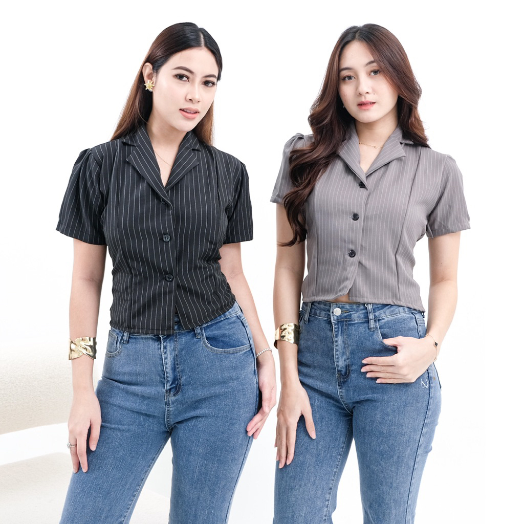 ELORA [Minaya Shirt] | Kemeja Wanita | Lengan Pendek | Kemeja Wispie | Atasan Wanita | Pakaian Wanit