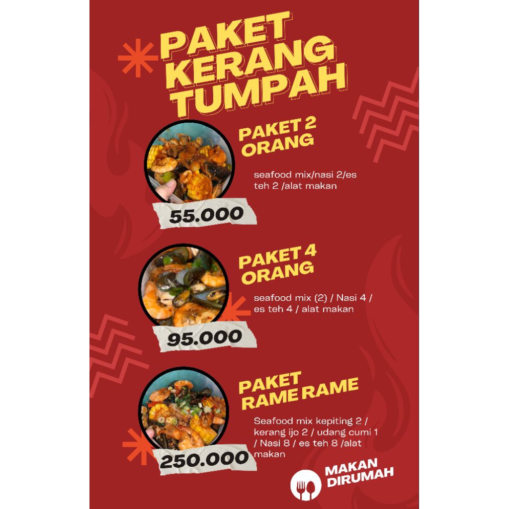 Paket kerang tumpah | Paket 2 orang | SAUS PADANG