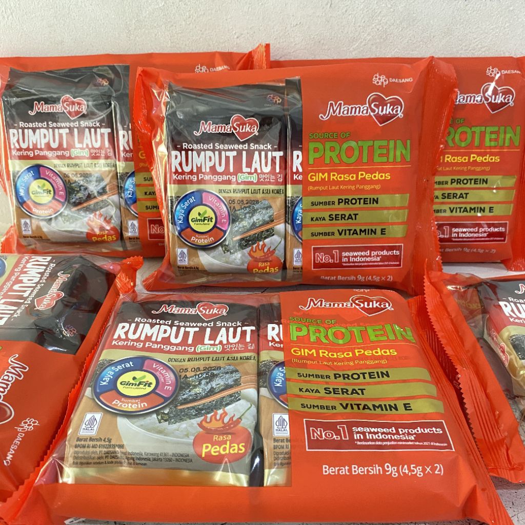 Mamasuka rumput laut kering panggang pedas | mama suka rumput laut