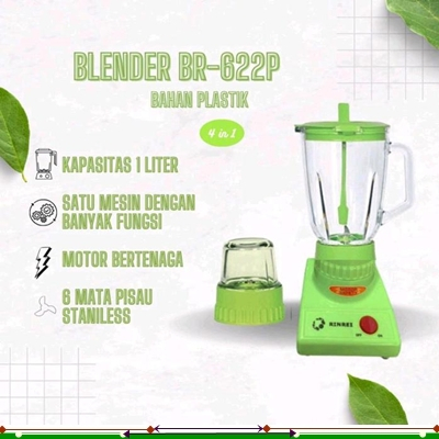 Blender Plastik 2 in 1 Blender Rinrei BR-622 P