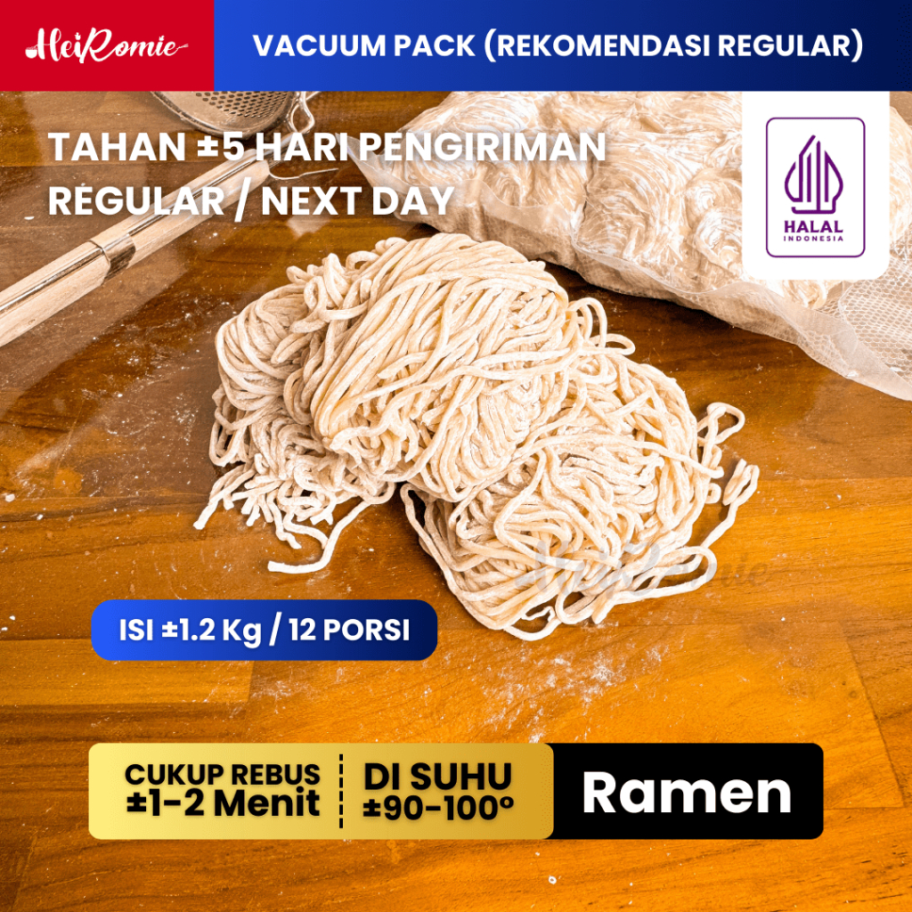 [Vacuum Pack] Mie Lurus Ramen Mentah Halal 12 Porsi