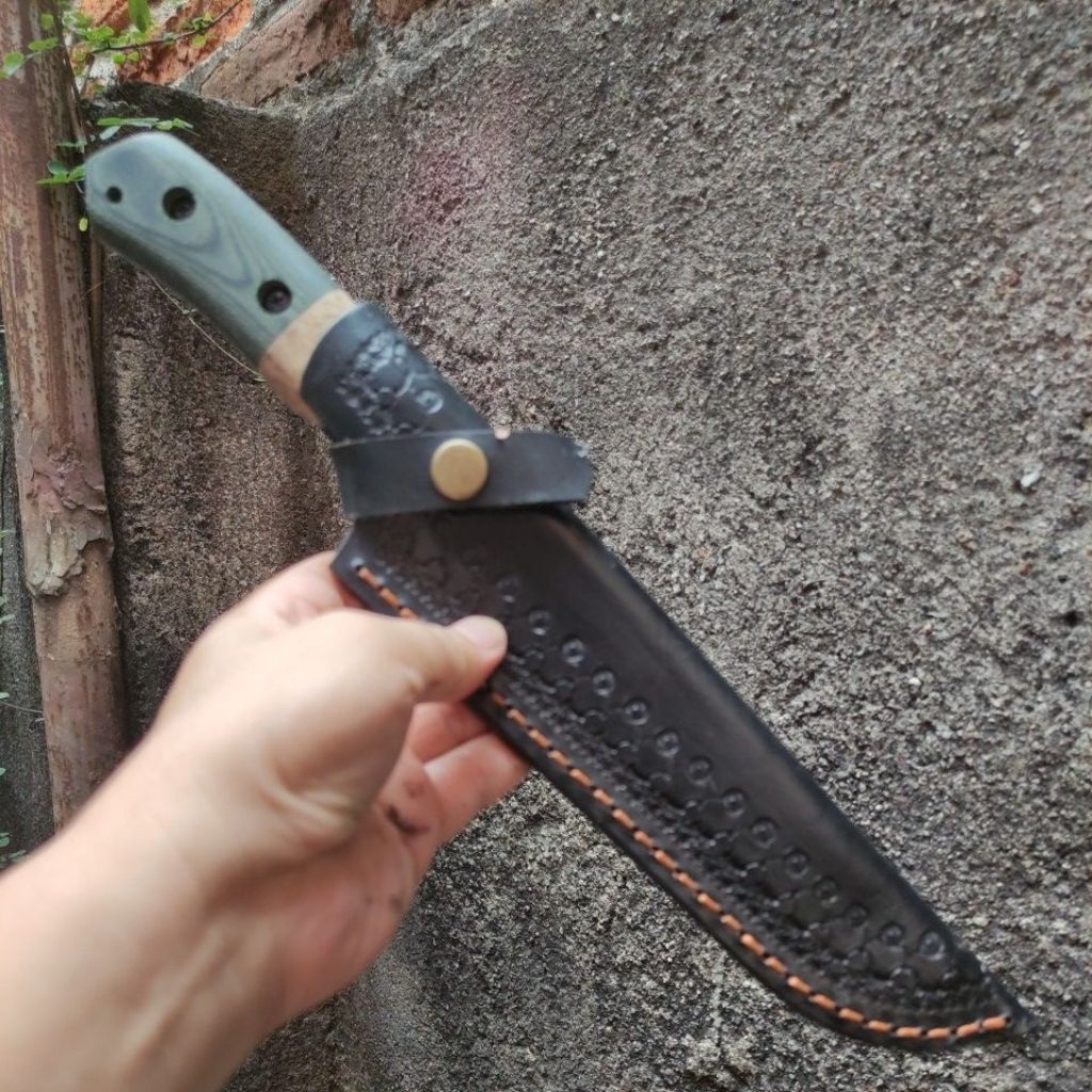 Pisau Sembelih Baja Bohler N695 PB 21,5 cm + sarung kulit