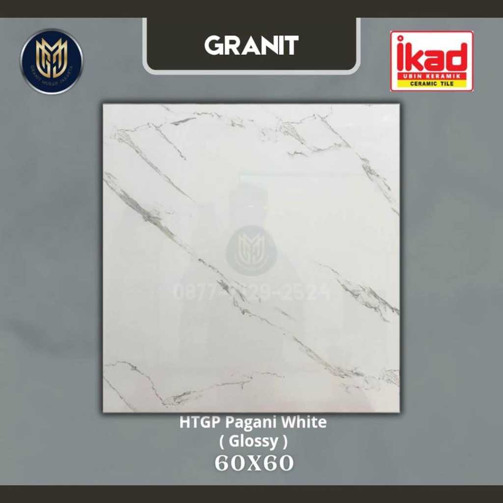 Granit 60x60 Murah Motif Cararra Merk Ikad Pagani White ( HTGP ) Glossy Isi 4 Pcs 1,44 Meter Persegi