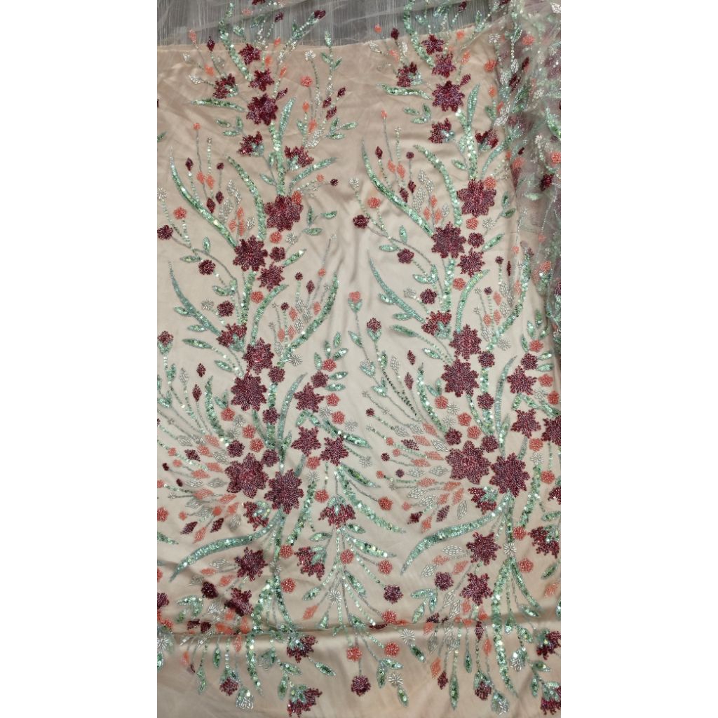 Kain Tille Payet jahit premium, bahan kebaya mewah dan manis full Payet (harga per setengah meter)