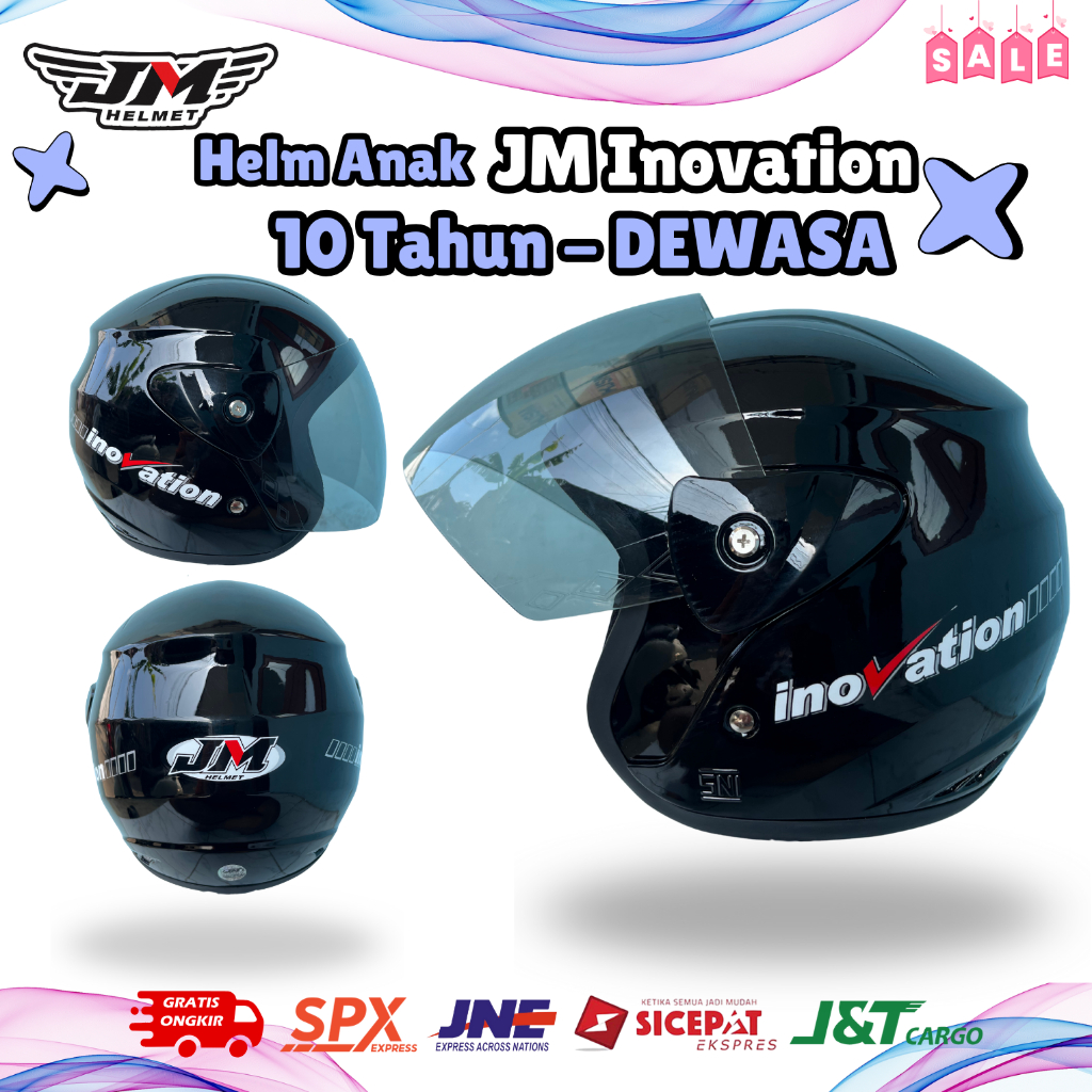 Helm JM Half Face Original SNI Laki Laki Perempuan SD SMP SMA Dewasa