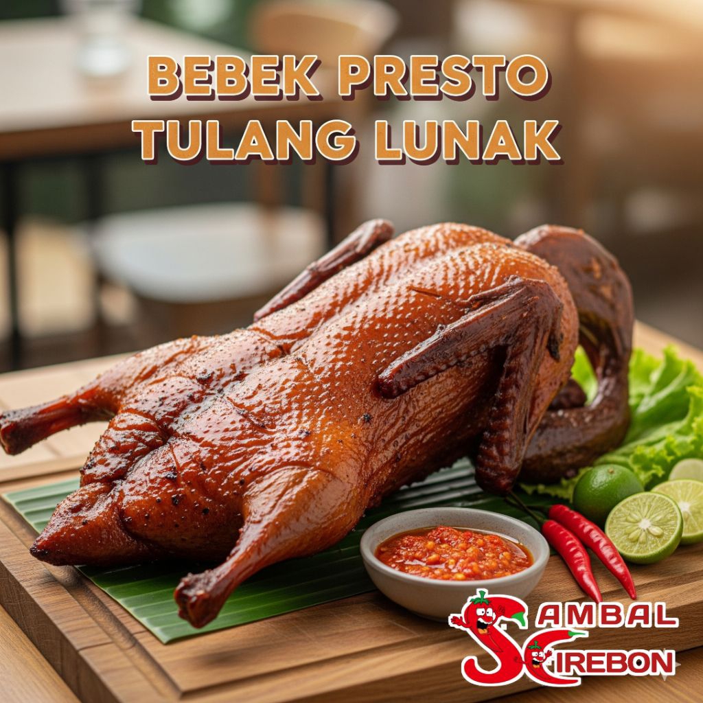 

BEBEK PRESTO TULANG LUNAK frozen GRATIS SAMBAL dimasak dengan rempah pilihan dan teknik presto hingga empuk sampai tulang lunak
