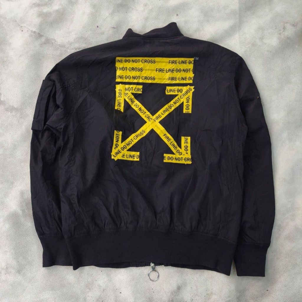 Jaket bomber pria off white ow 2013 hitam big logo