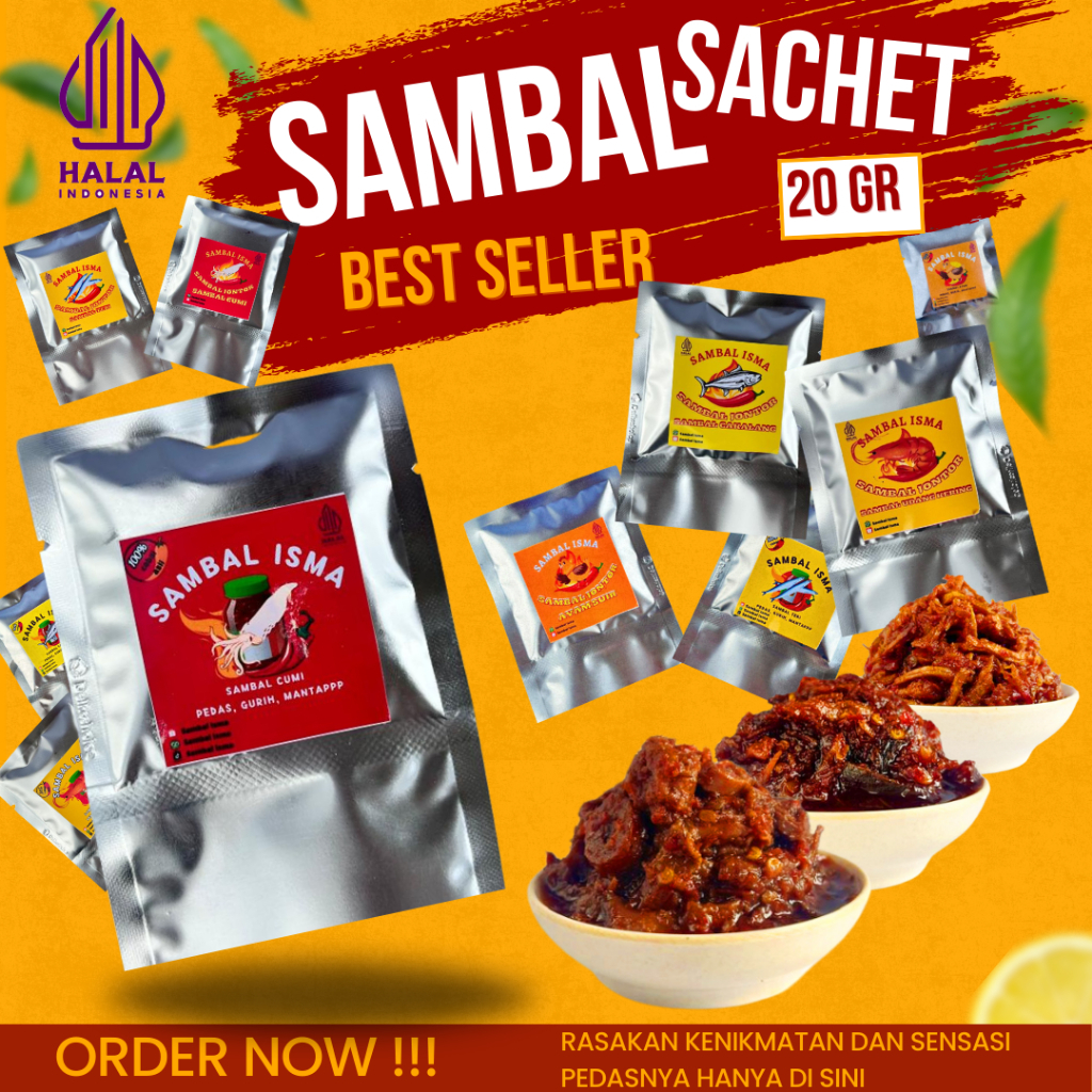 

25 PCS HARGA RESELLER SAMBAL SACHET ISMA SAMBAL CUMI AYAM TERI UDANG TONGKOL