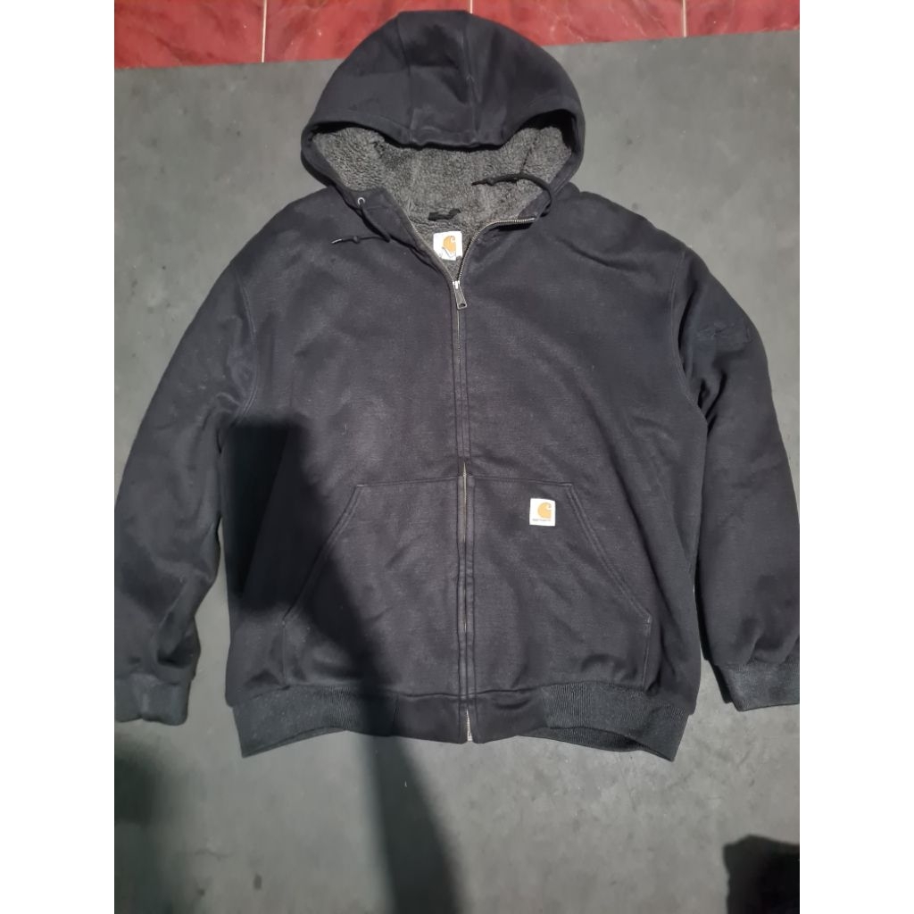 Hoodie zhiper carhartt sherpa second, hoodie zhiper carhartt sherpa preloved