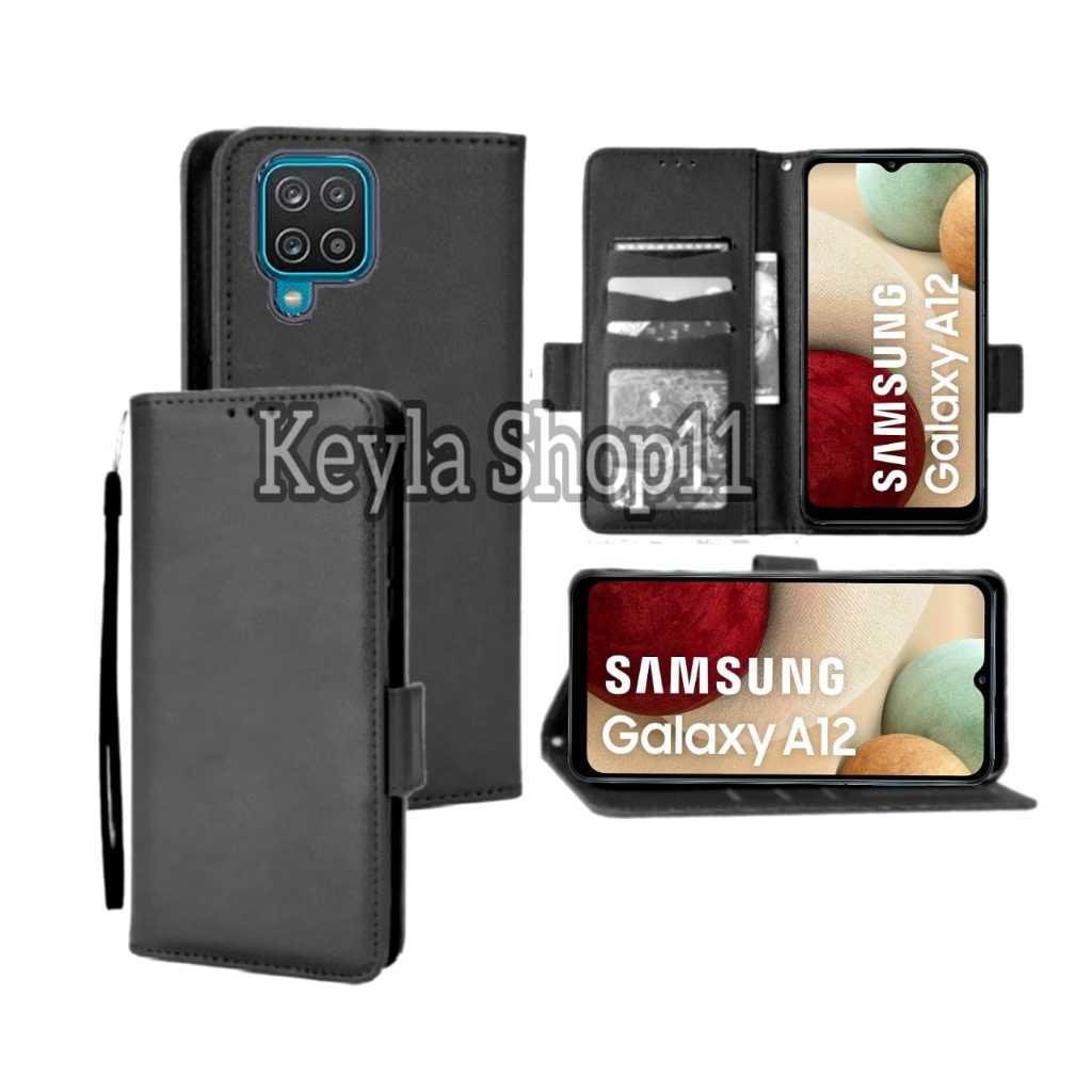 Case Flip Untuk Samsung Galaxy A12/M12 Soft Case Dompet Flip Cover Leather Premium Casing HP