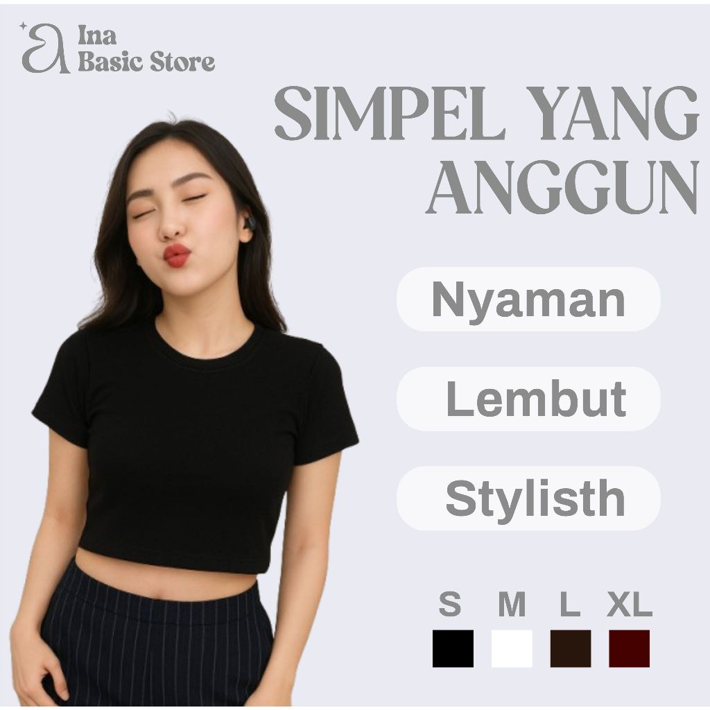 Baju Crop Top Wanita Korea Style Baju Crop Top Tee Atasan  Wanita Crop Top Pendek Daleman Wanita