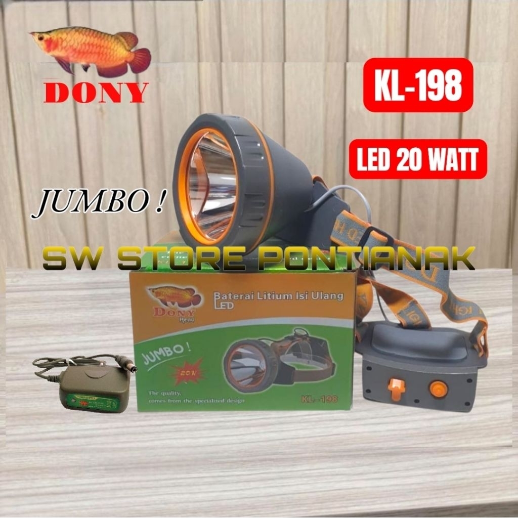 DONY KL-198 JUMBO LED 20 WATT / SENTER KEPALA DONY LED KL 198 JUMBO BATTERAY / SENTER DONY KL198 CAH
