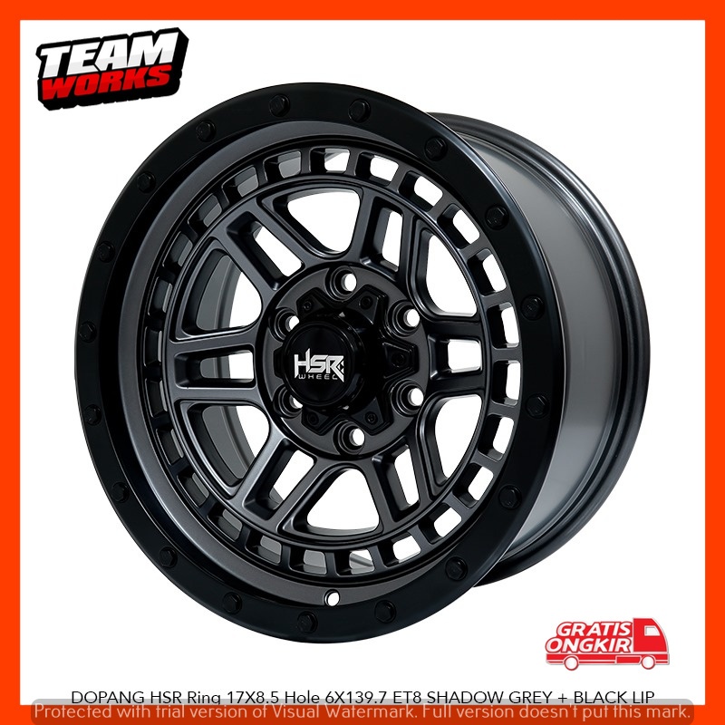 VELG MOBIL HSR DOPANG RING 17 BUAT MOBIL FORTUNER PAJERO TERRANO VELK  RING 17 LEBAR 8,5 SHADOW GRAY