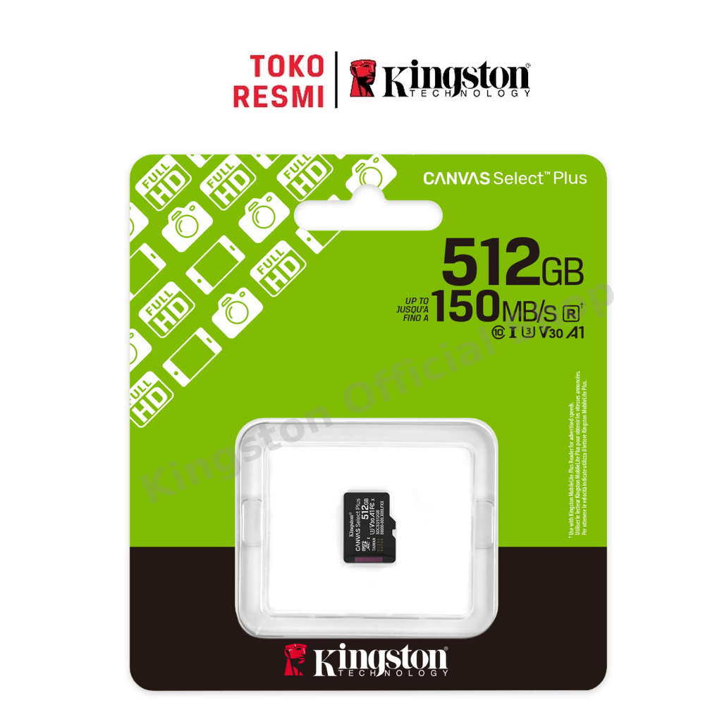 Kingston Canvas Select Plus Class 10 microSD Card 512GB (SDCS3/512GBSP) -Kecepatan 150mb/dtk
