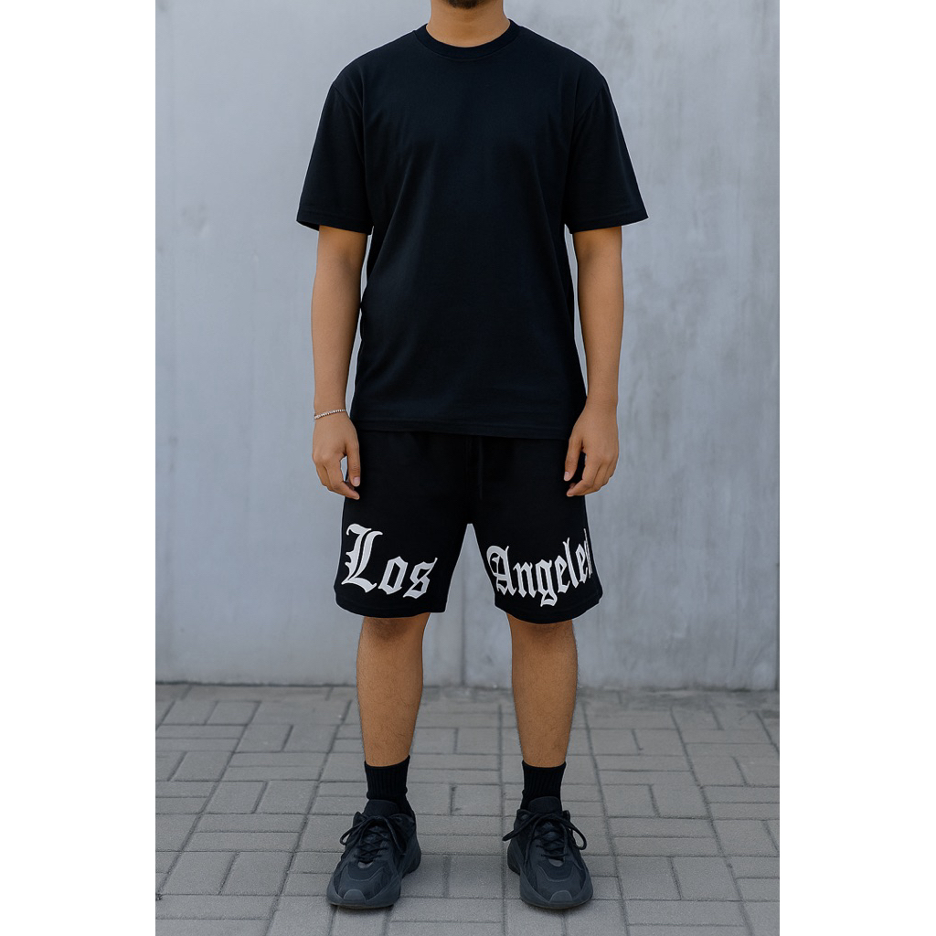 Blondey Kolor Boxer Los Angeles Fleece Hitam Shorts