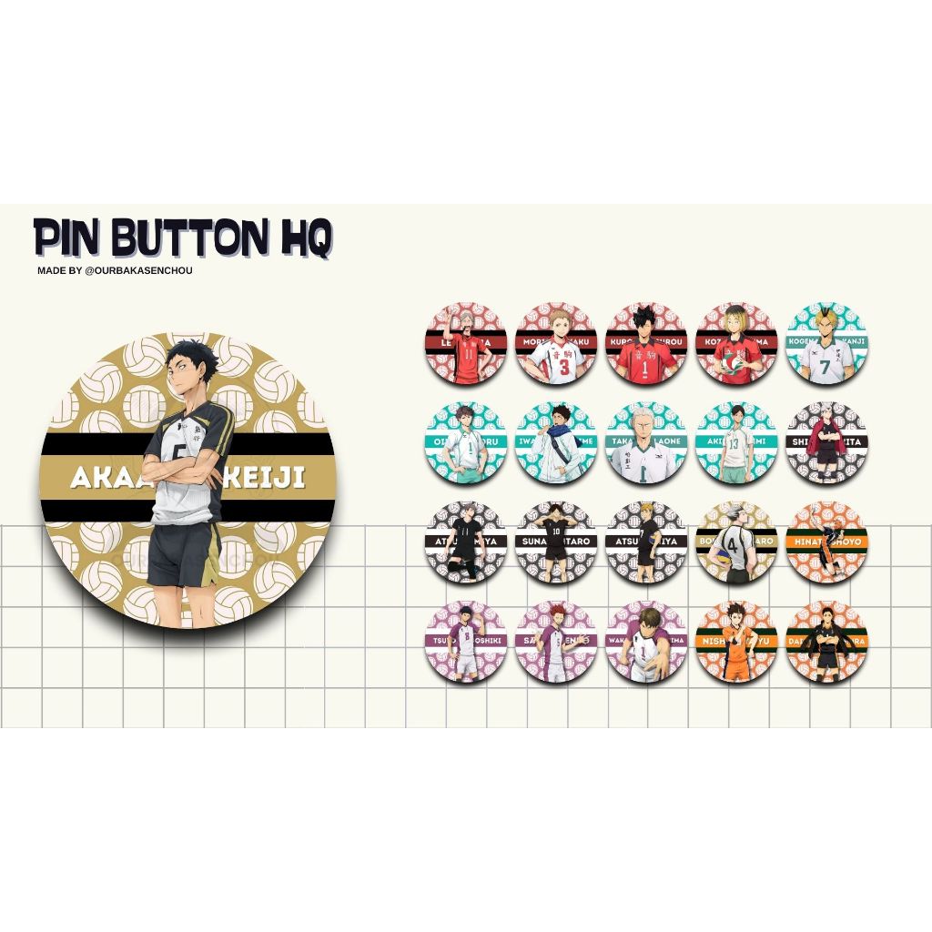 PIN BUTTON ANIME HAIKYUU PIN BADGE HQ / PIN PENITI HINATA SHOYO KAGEYAMA TOBIO KENMA KUROO BOKUTO AK