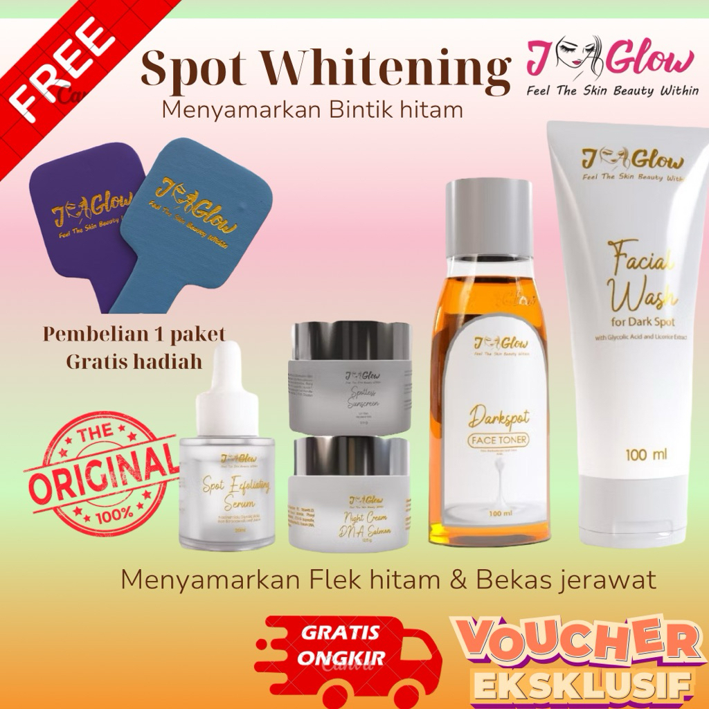Jglow paket spot whitening exfoliating flek hitam