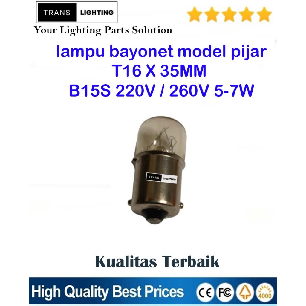 lampu bayonet model pijar B15S 220V/260V 5-7W / 6-10W