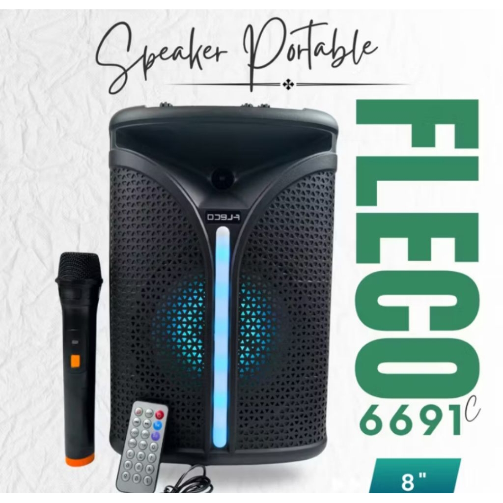 Speaker Bluetooth 3000 Watt Fleco F-6691C Bonus Mikrofon Karaoke Wireless Super Bass Terbaru