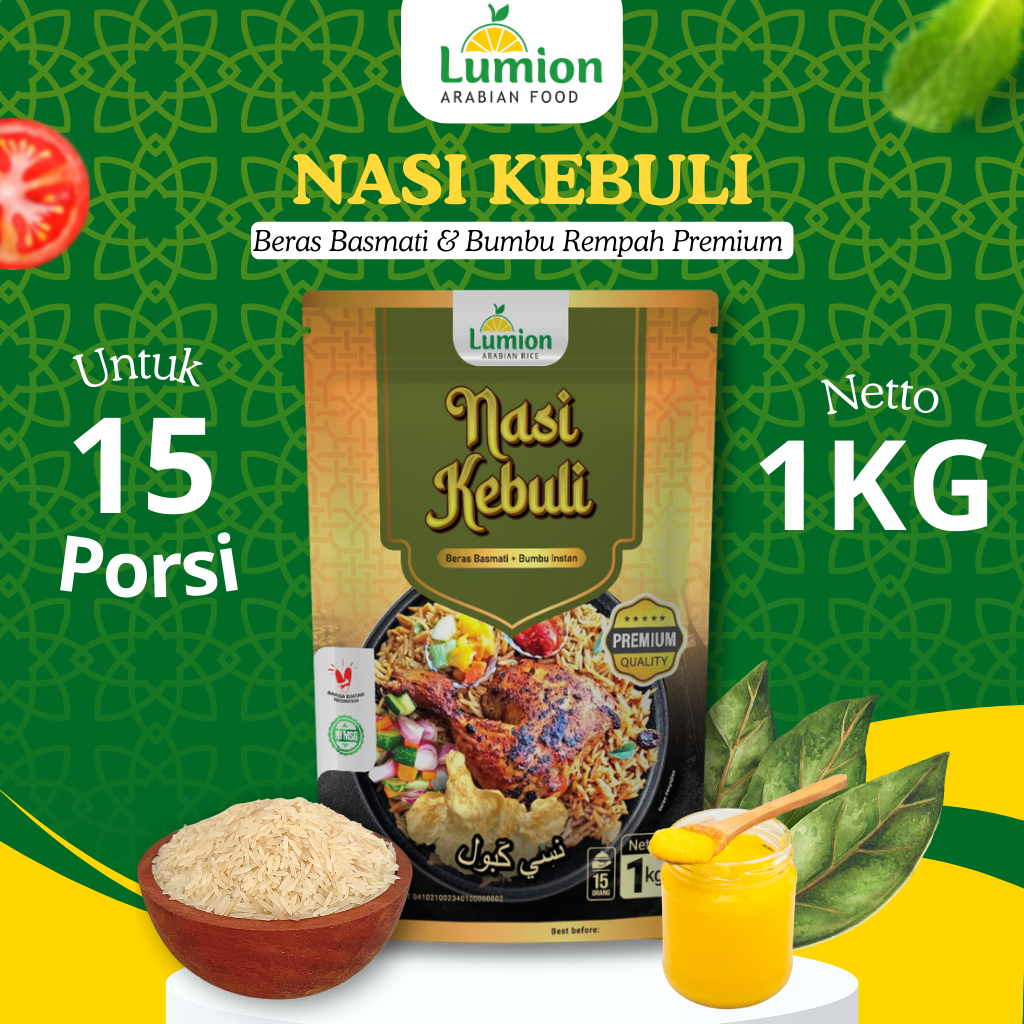 

Lumion Arabian Rice Nasi Kebuli 1kg Basmati Kebuli Beras Bumbu Instan Mandhi Kemasan Briyani Kabsah Paket Biryani Premium