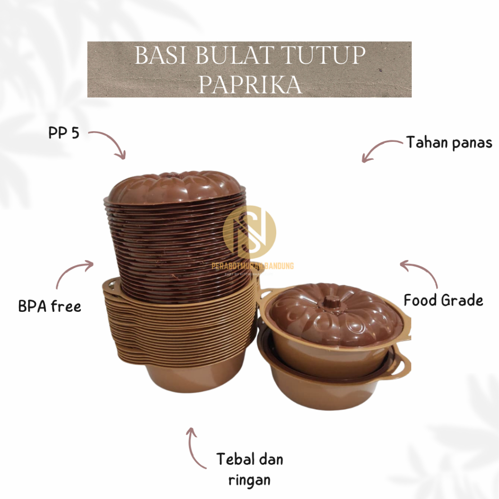 Basi Bulat Tutup Paprika Bulat Kuping Mocca/Basi Tutup sayur/Mangkok sayur tutup