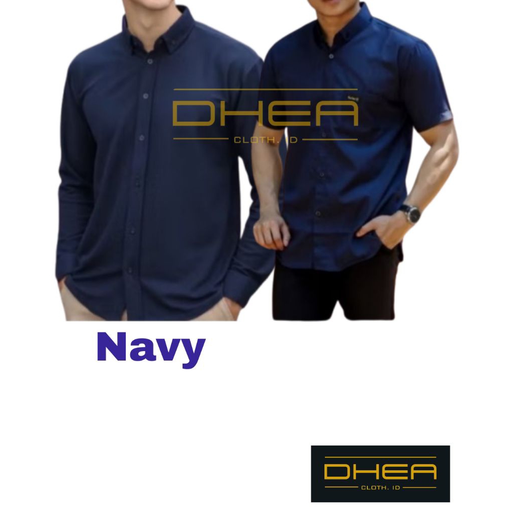 kemeja pria polos warana biru tua navy lengan panjang dan pendek hem pria atasan lengan panjang slim