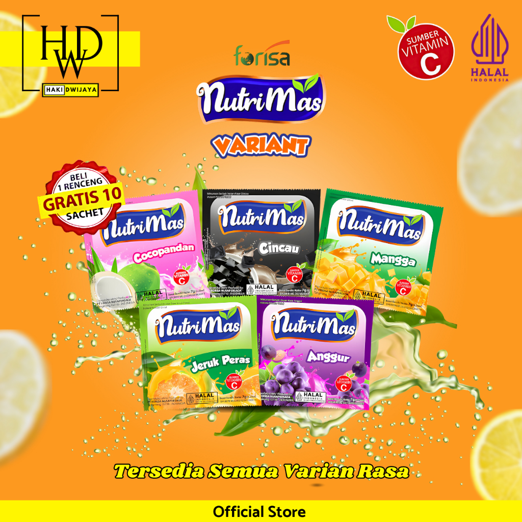 

Nutrimas Minuman Bubuk Dengan Berbagai Rasa Segar & Nikmat 7 gram x 10 Sachet + Free Bonus 10 Sachet