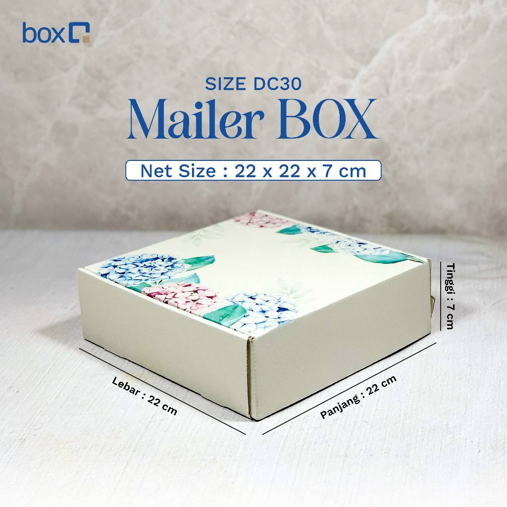 Mailer Box 22x22x7 cm Motif Bunga Hydrangea – Kotak Hampers / Gift Box Elegan / Box Hampers/Box baju
