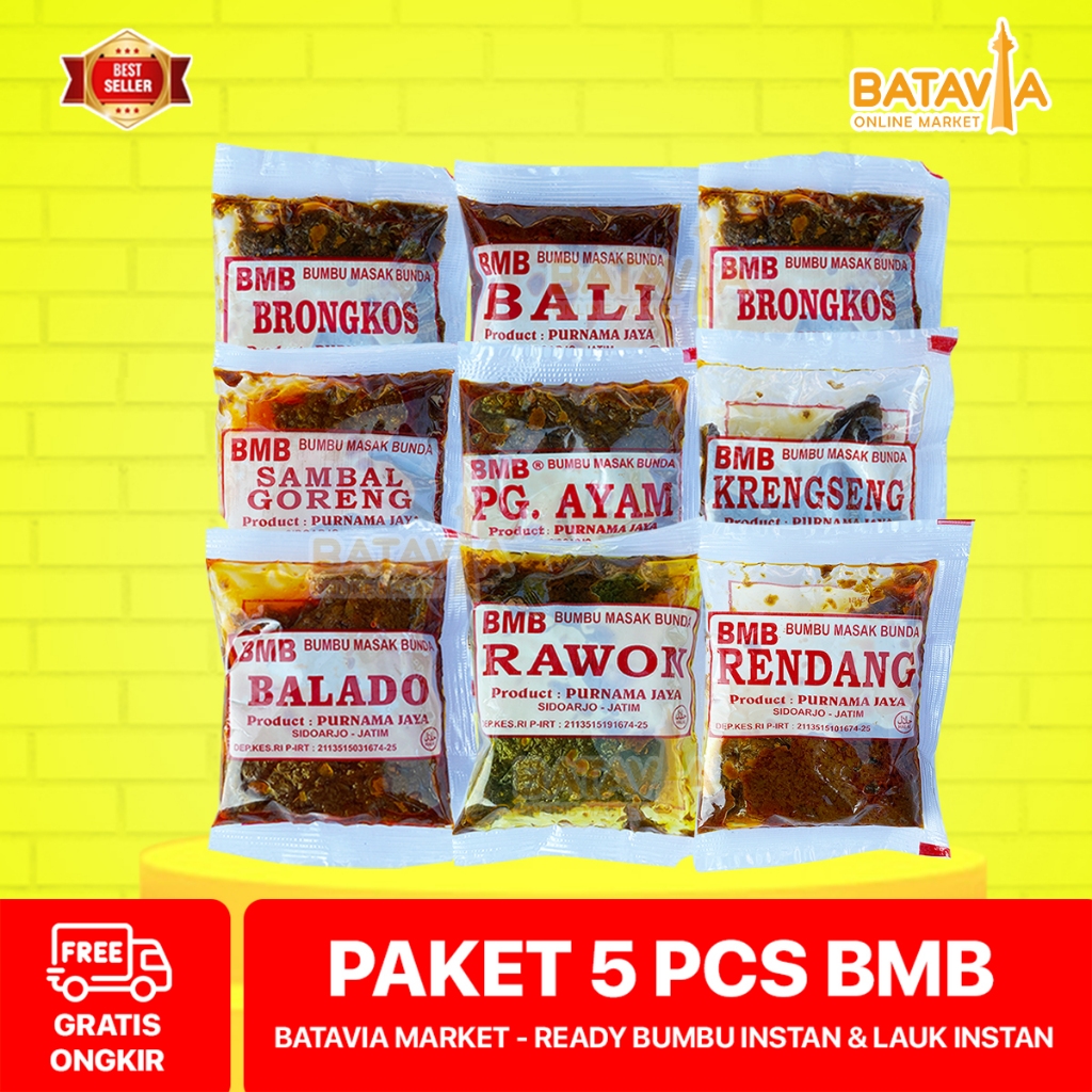

PAKET 5 PCS Bumbu Masak Bunda BMB Soto Rendang Gule Distributor Jakarta / Bumbu Instan / Bumbu Basah