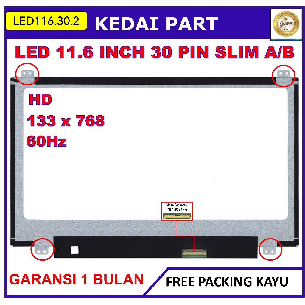 LCD LED 11.6 Inch 30 pin atas bawah AB