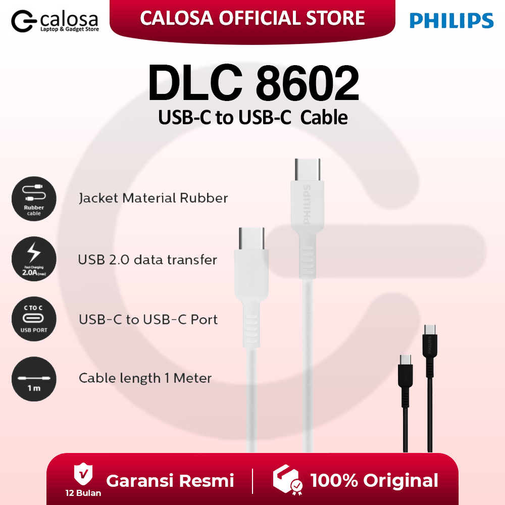 PHILIPS DLC8602 Kabel Data Fast Charging 60W for iPhone 16 15 Pro Max Plus Samsung Android Tablet La