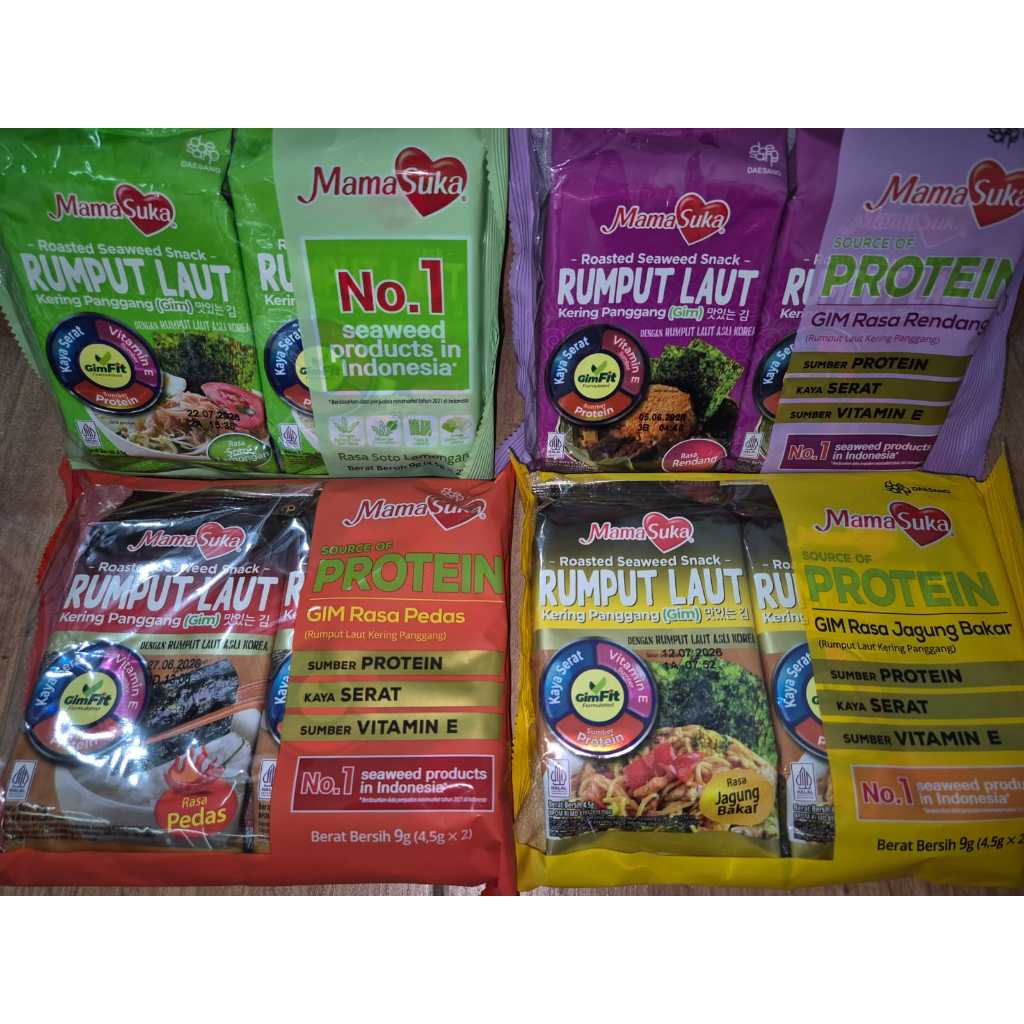 MamaSuka - Rumput Laut All Varian Isi 2 @4,5 gr/ Mamasuka Nori Ghost Pepper/ Mamasuka Nori Soto/ Mam