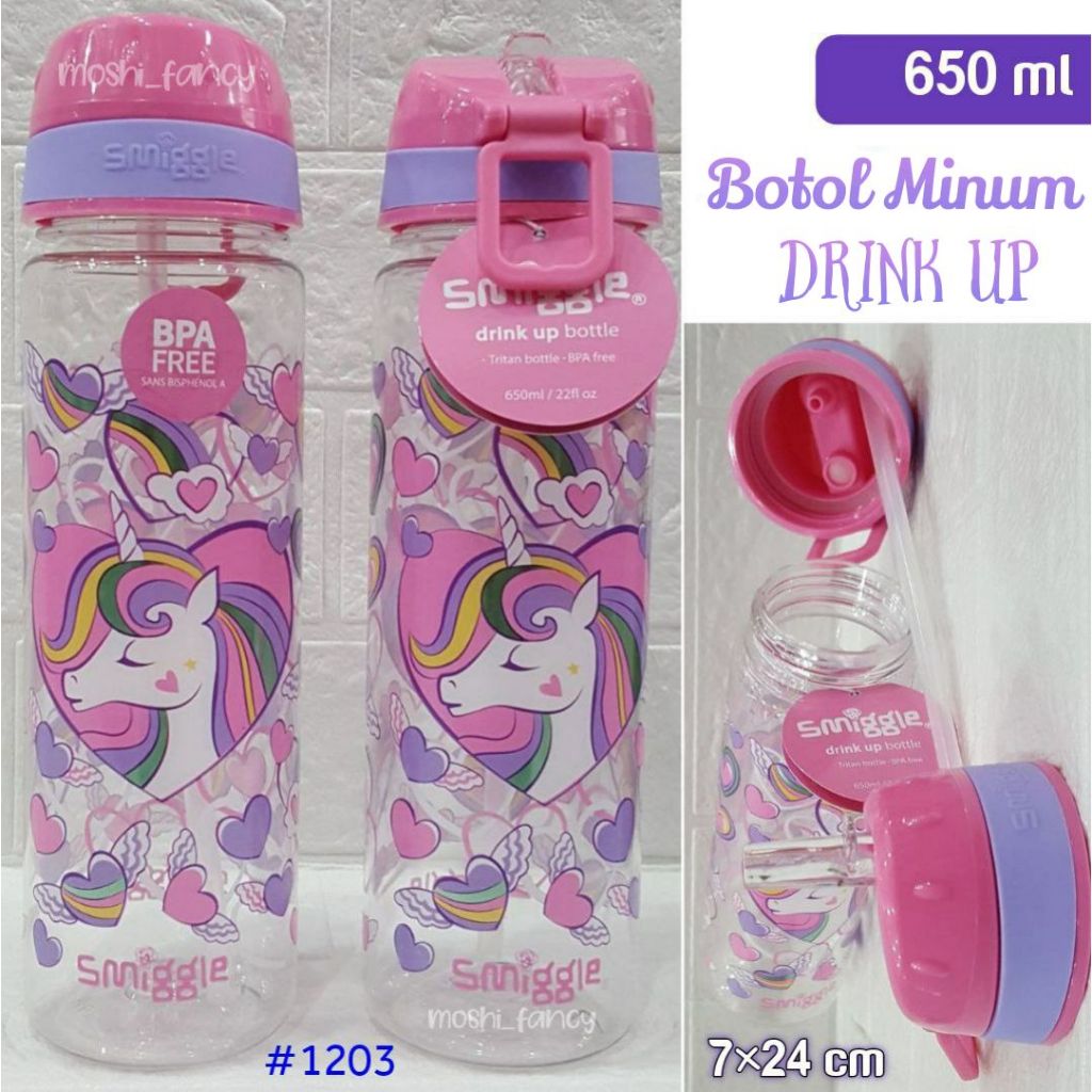 Botol Minum Drink Up Unicorn / Tempat Minum Anak 650 ml / Botol Minum Anak Karakter / Tempat Minum U