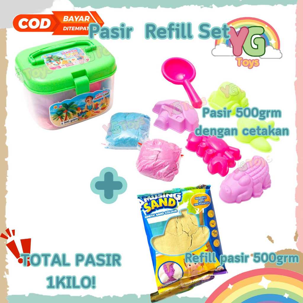 YGtoys Mainan Pasir Ajaib Anak 1 Kilo 1 KG dan Cetakan Eskrim Pasir Pantai Istana