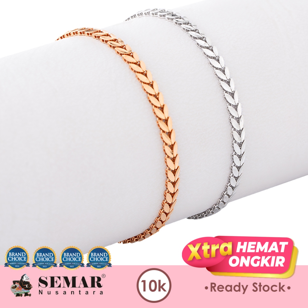 Gelang Emas Willa Leaf Gold 10K Semar Nusantara