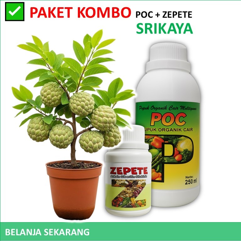 Paket POC + ZPT Srikaya | Pupuk Organik Cair & ZPT Perangsang Bunga Buah Lebat Manis Tahan Rontok